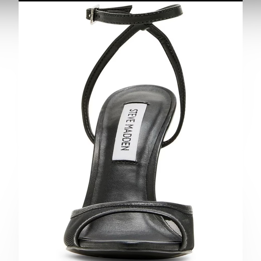 Steve Madden Black Mesh Strap Heels - Picture 4 of 9